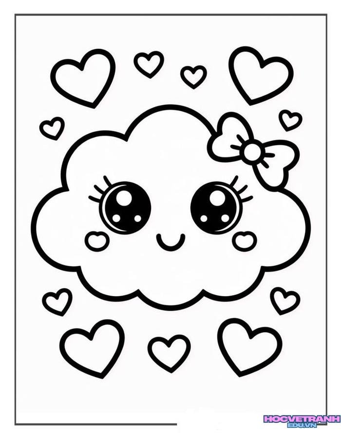 tranh tô màu đám mây cho trẻ mầm non