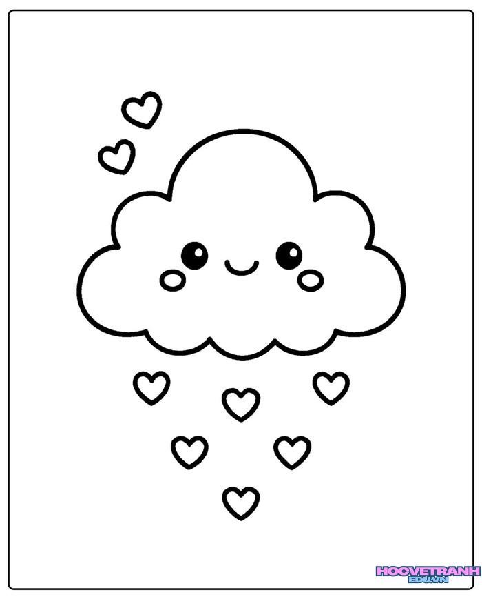 tranh tô màu đám mây cute đơn giản