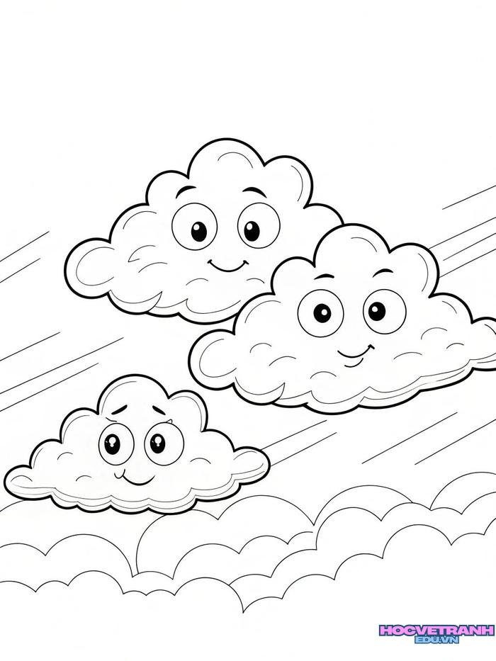 tranh tô màu đám mây đáng yêu