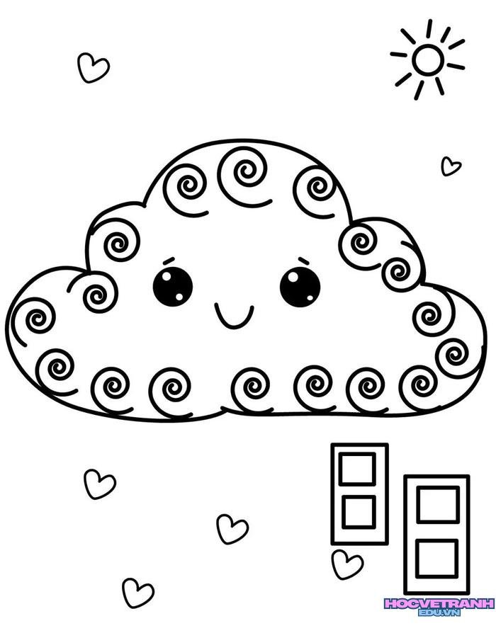 tranh tô màu đám mây dễ in