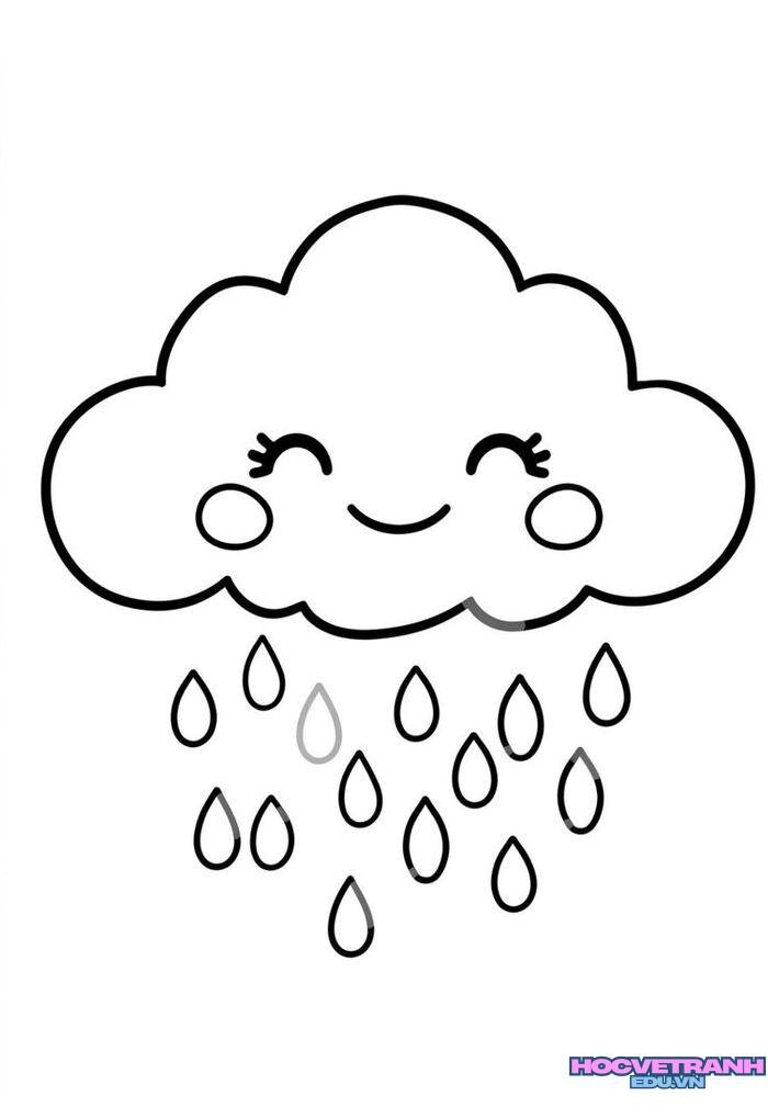 tranh tô màu đám mây dễ thương cho bé