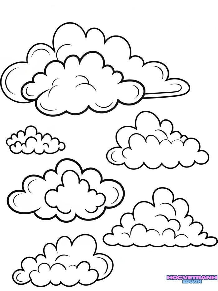 tranh tô màu đám mây đơn giản