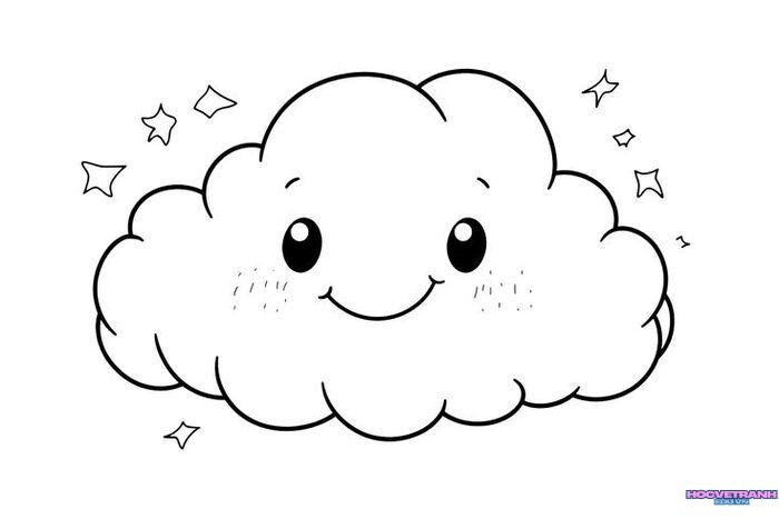 tranh tô màu đám mây nền trắng