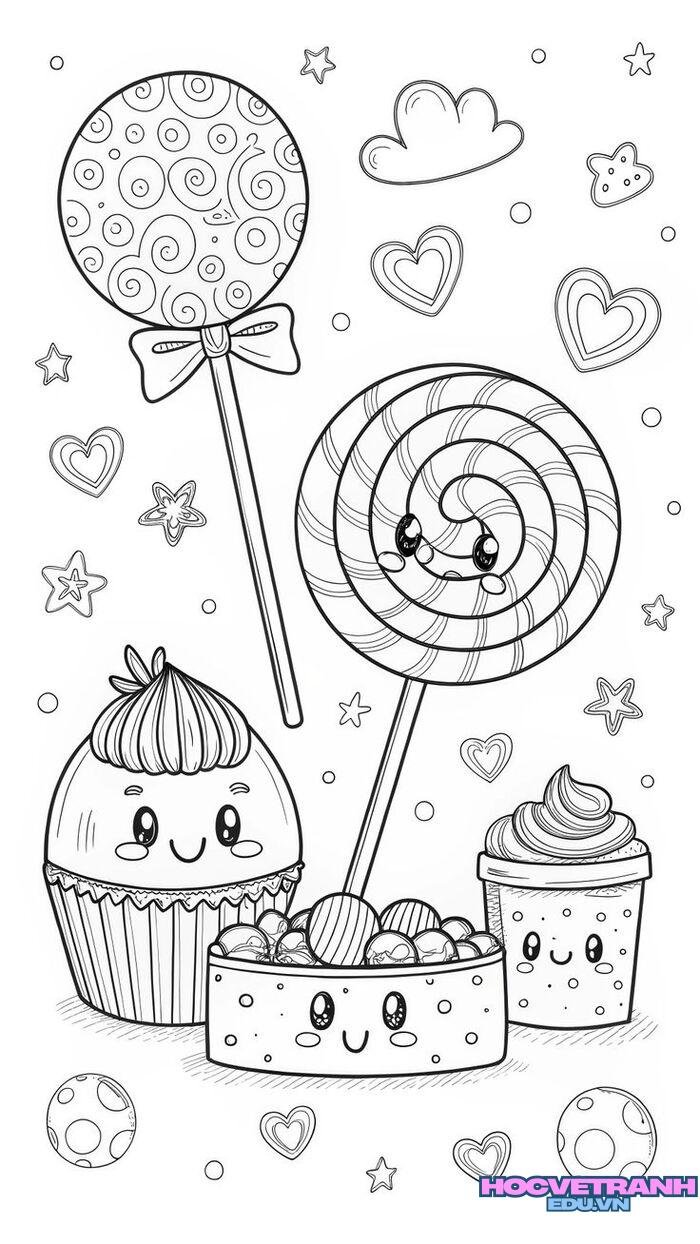 tranh tô màu đồ ăn cho bé