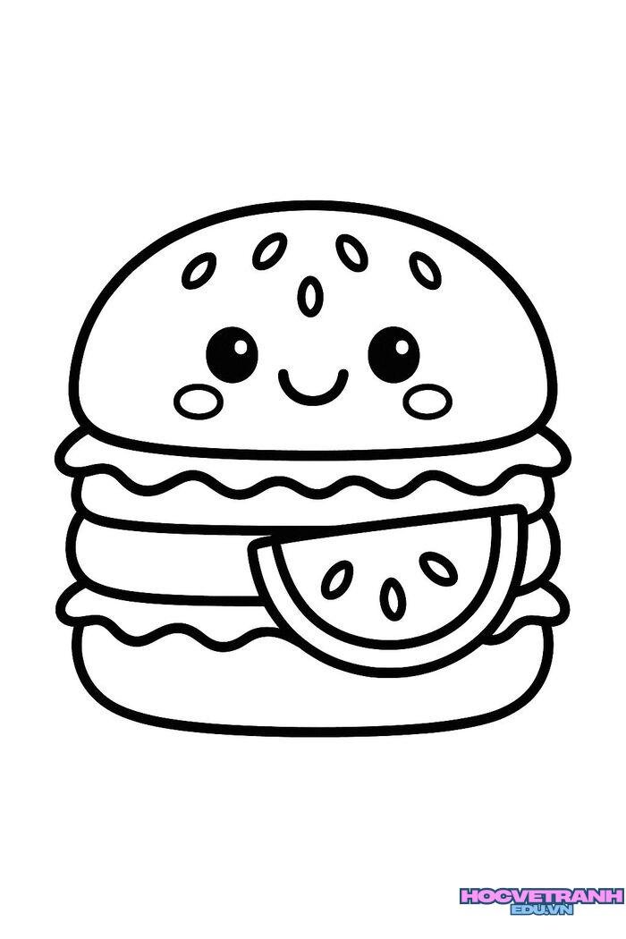 tranh tô màu đồ ăn đáng yêu cho bé