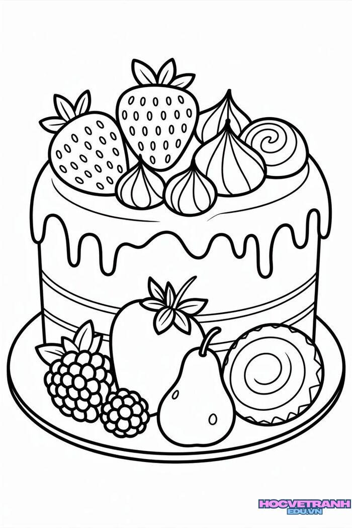 tranh tô màu đồ ăn dễ tô