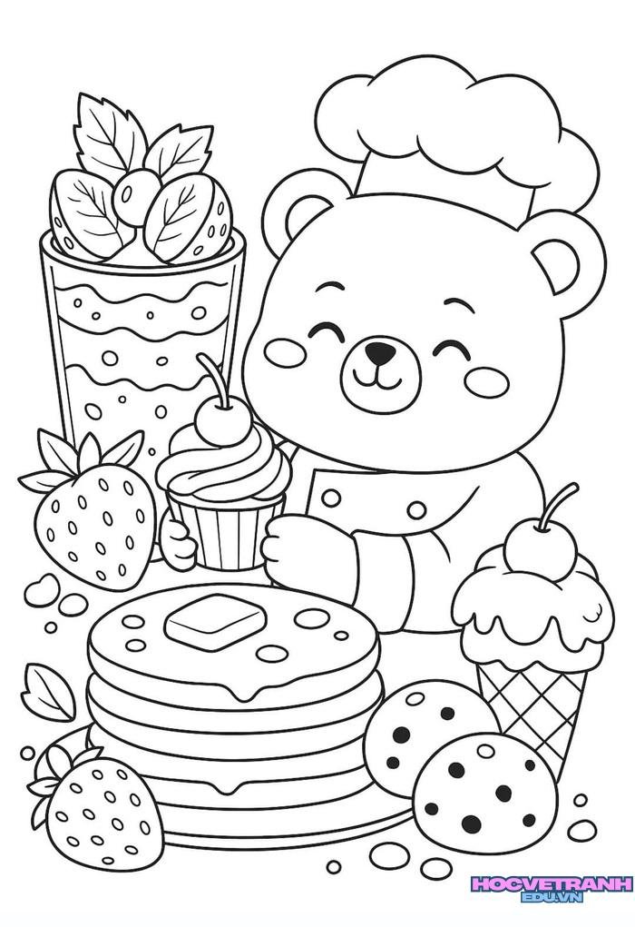tranh tô màu đồ ăn đơn giản