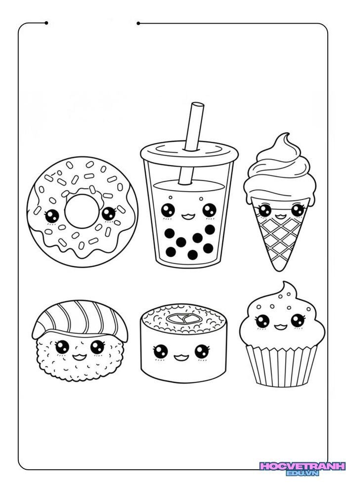 tranh tô màu đồ ăn đơn nét