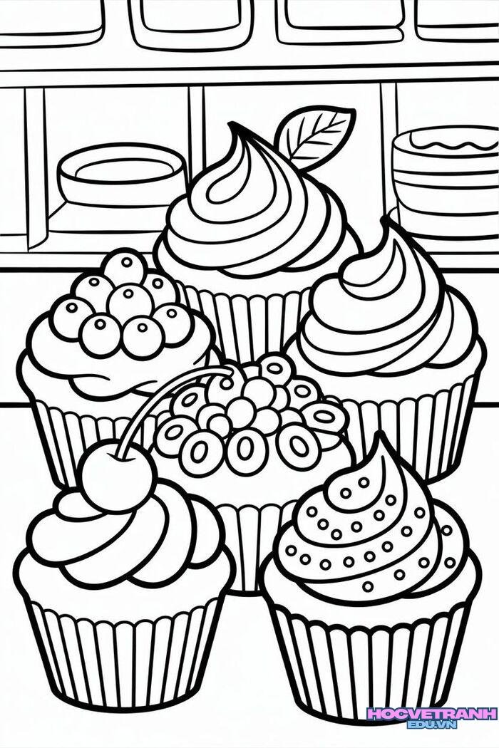 tranh tô màu đồ ăn hoạt hình