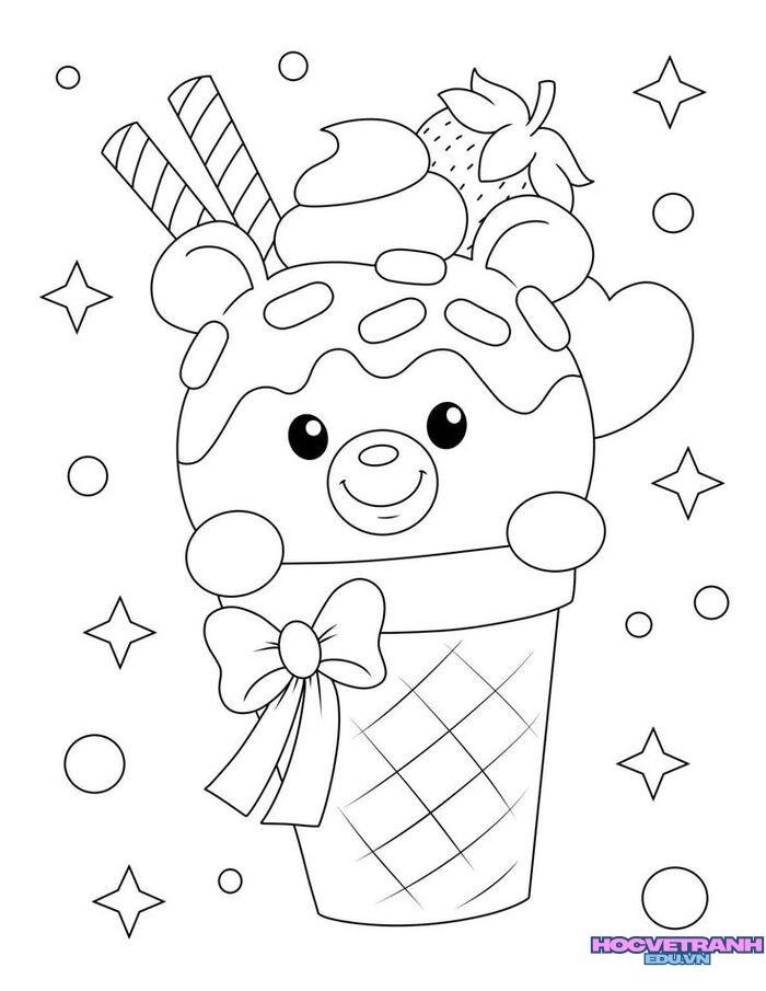 tranh tô màu đồ ăn học tập xinh