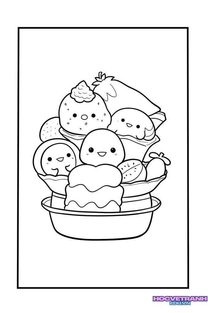 tranh tô màu đồ ăn học tập