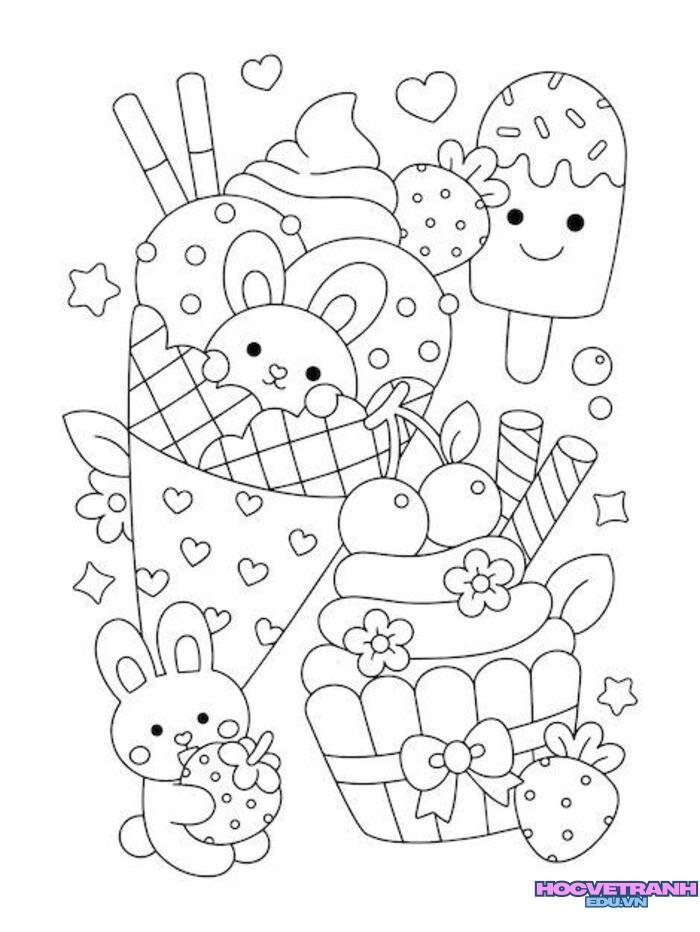 tranh tô màu đồ ăn trái cây