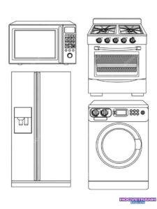 Download bộ tranh tô màu đồ dùng gia đình sắc nét, đơn giản