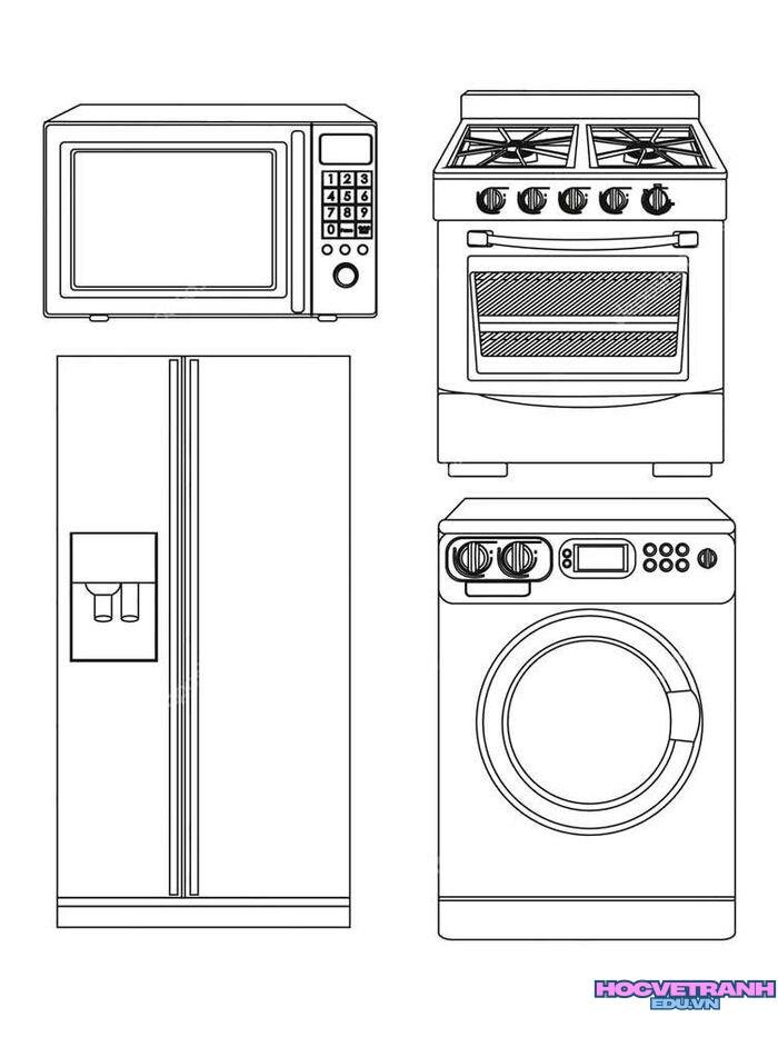 tranh tô màu đồ dùng gia đình trẻ em