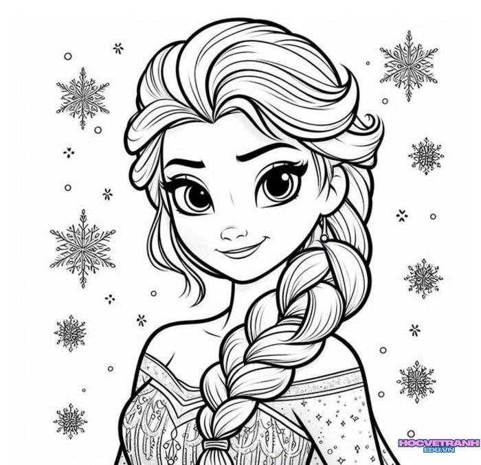 tranh tô màu elsa chibi