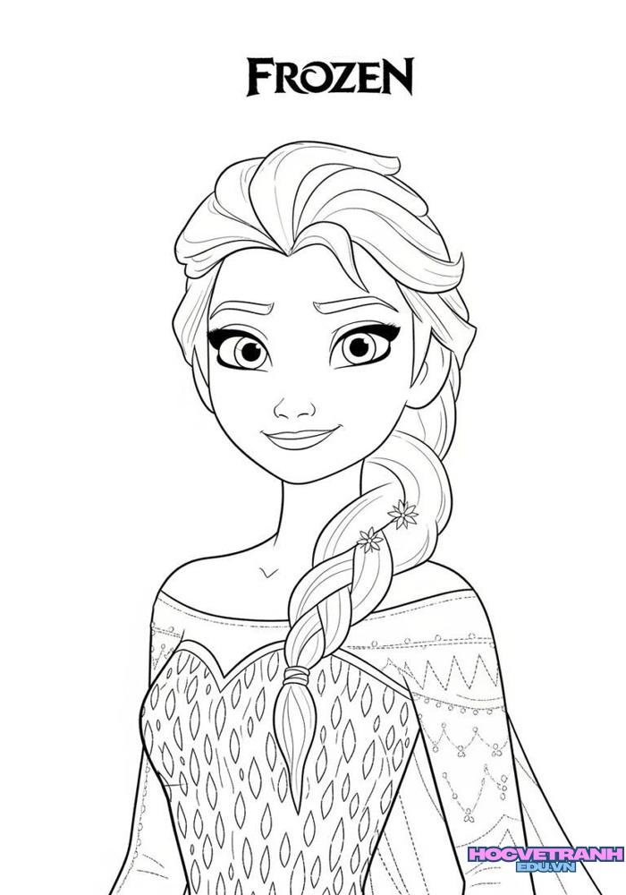 tranh tô màu elsa cho bé mầm non