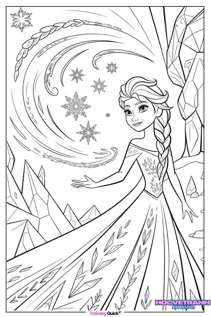 tranh tô màu elsa cho bé tập tô