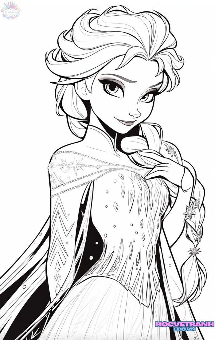 tranh tô màu elsa cho bé
