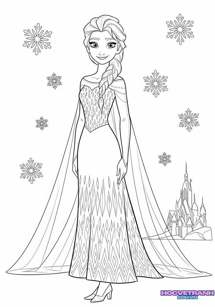 tranh tô màu elsa cho trẻ em