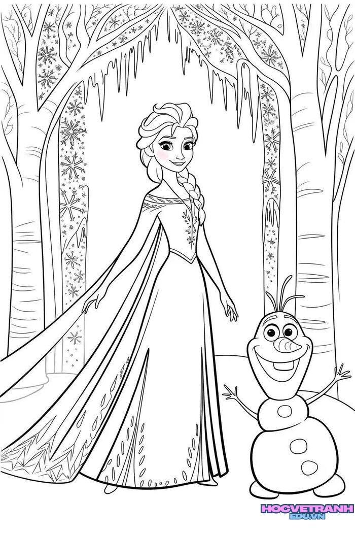 tranh tô màu elsa công chúa