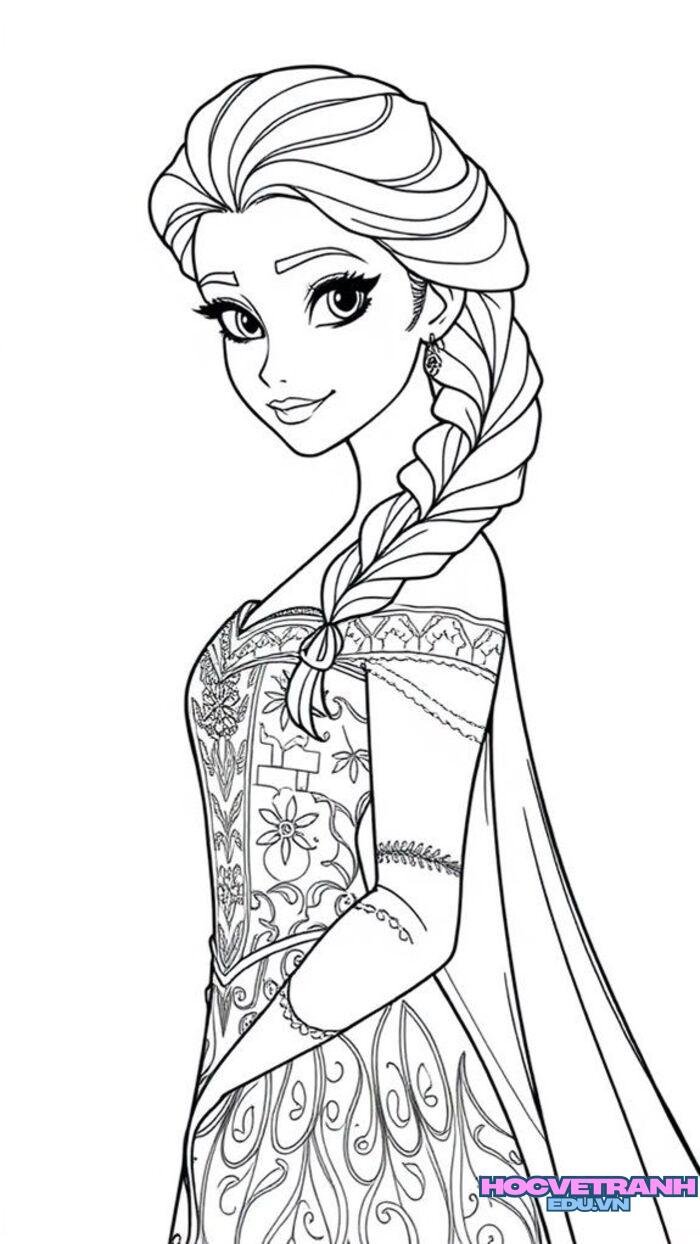 tranh tô màu elsa dễ in