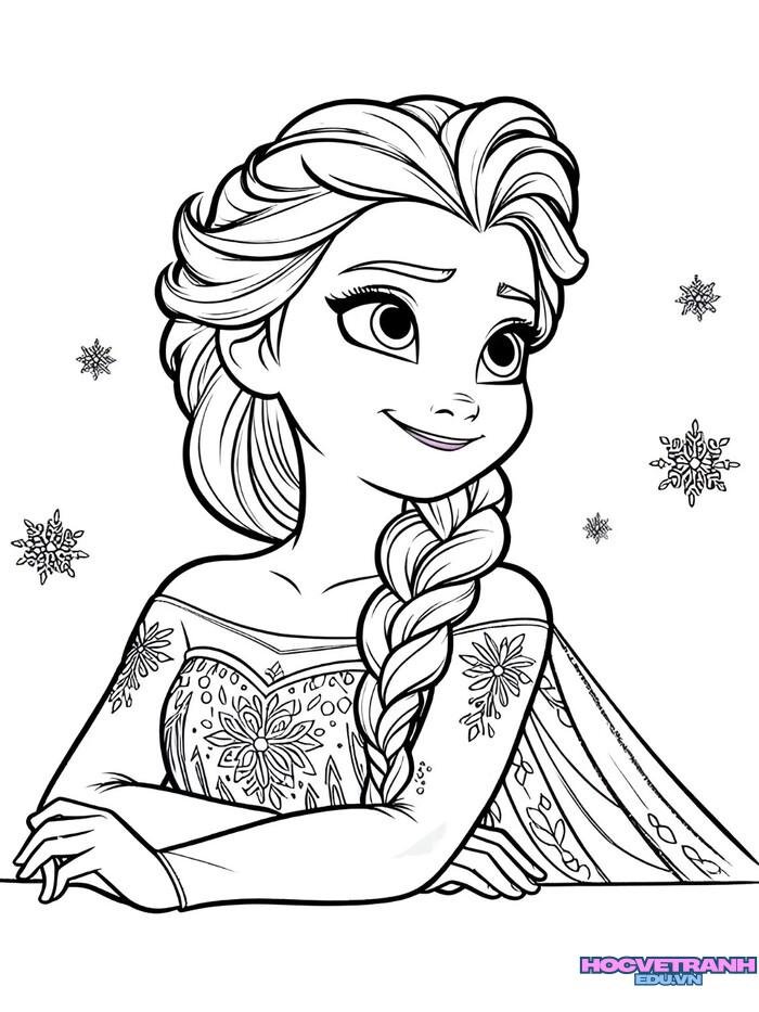 tranh tô màu elsa dễ thương
