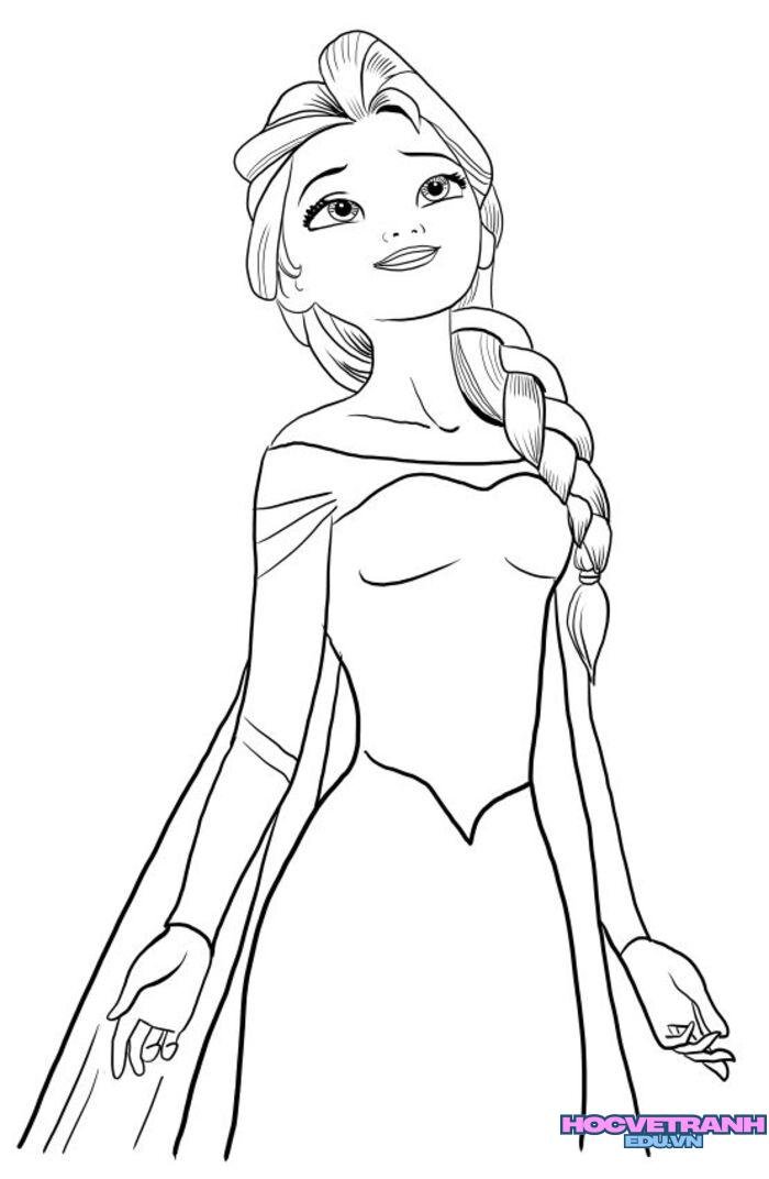 tranh tô màu elsa đơn nét