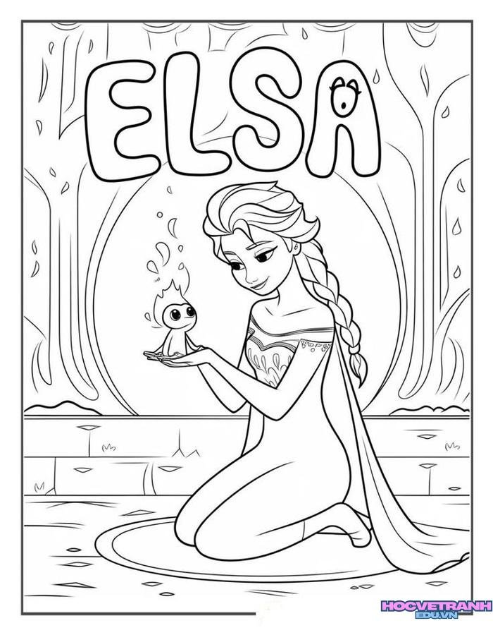 tranh tô màu elsa hoạt hình