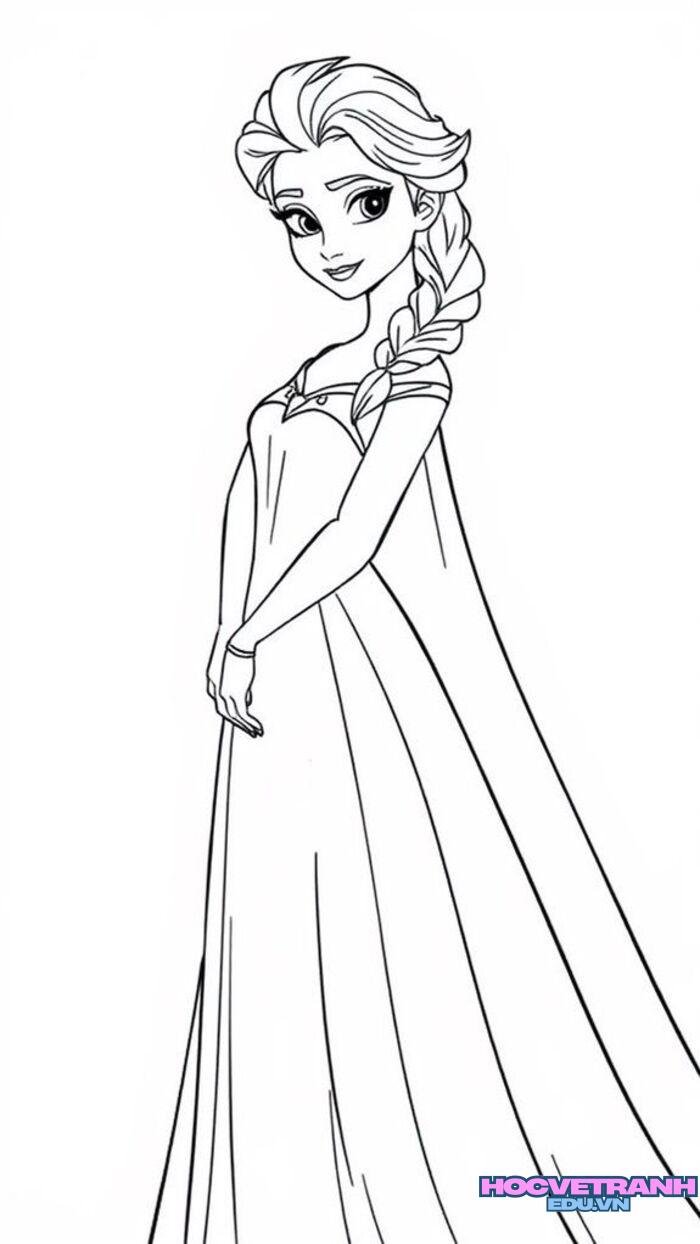 tranh tô màu elsa học tập