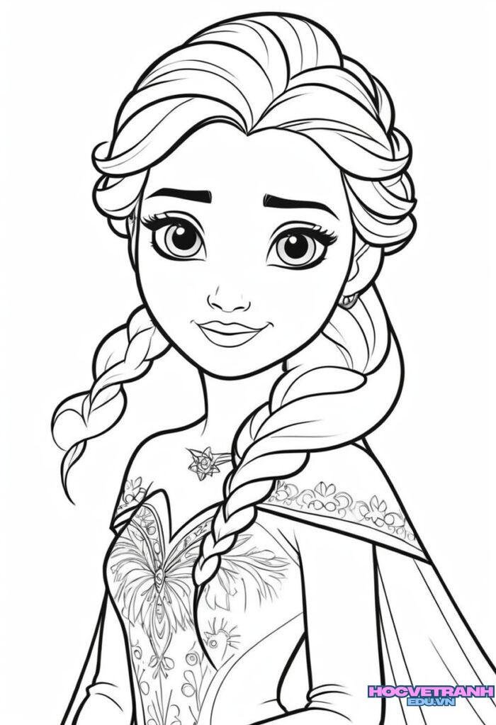 tranh tô màu elsa khổ a4