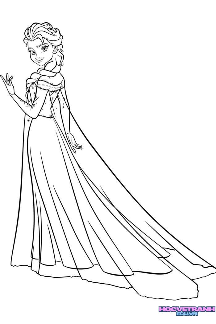 tranh tô màu elsa phong cách chibi