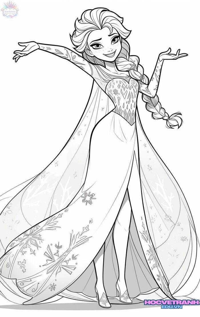 tranh tô màu elsa và anna