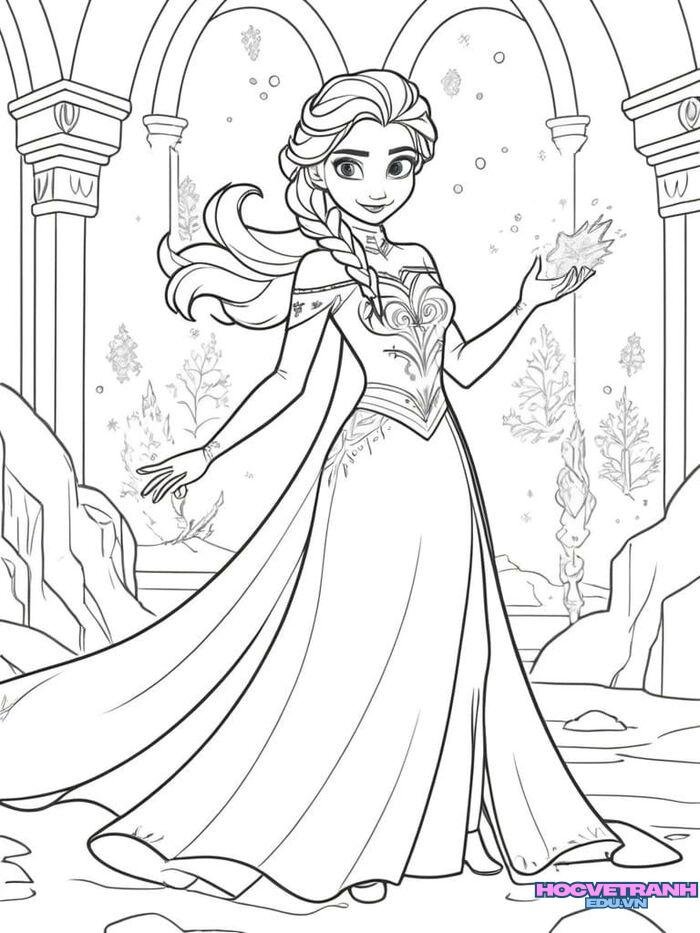 tranh tô màu elsa và olaf