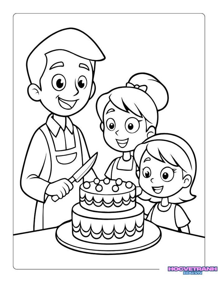 tranh tô màu gia đình cho bé tập tô
