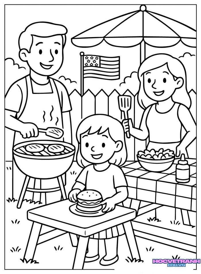 tranh tô màu gia đình đơn giản