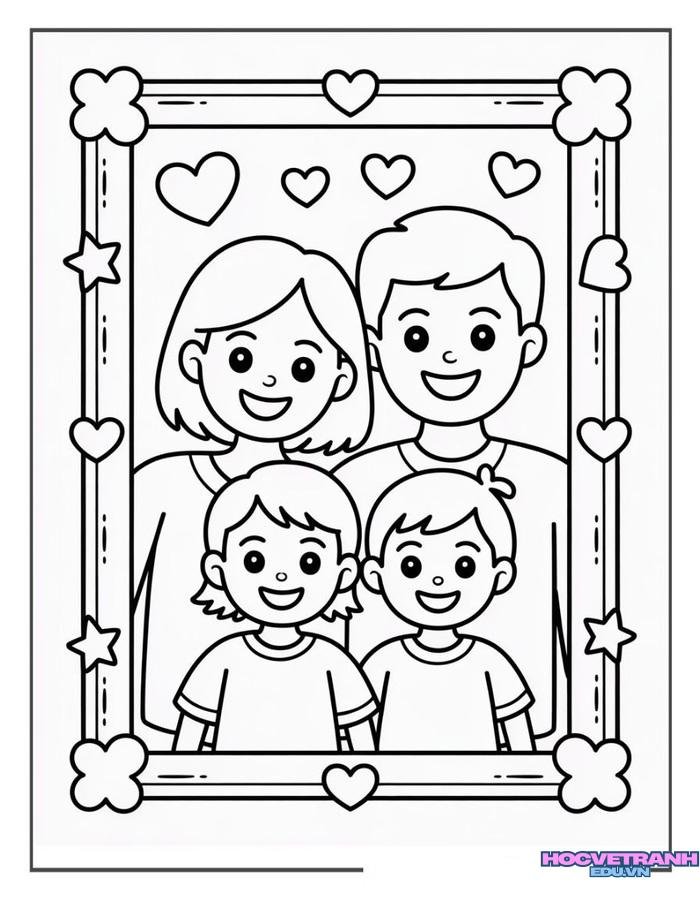 tranh tô màu gia đình giáo dục