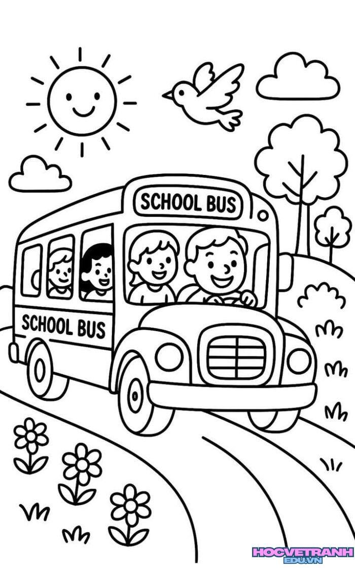 tranh tô màu gia đình sinh hoạt