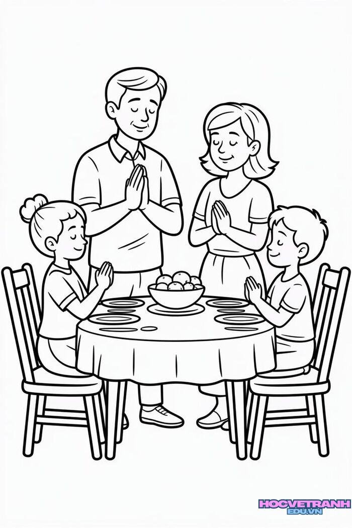 tranh tô màu gia đình trong nhà