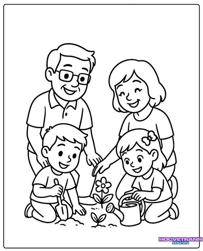tranh tô màu gia đình