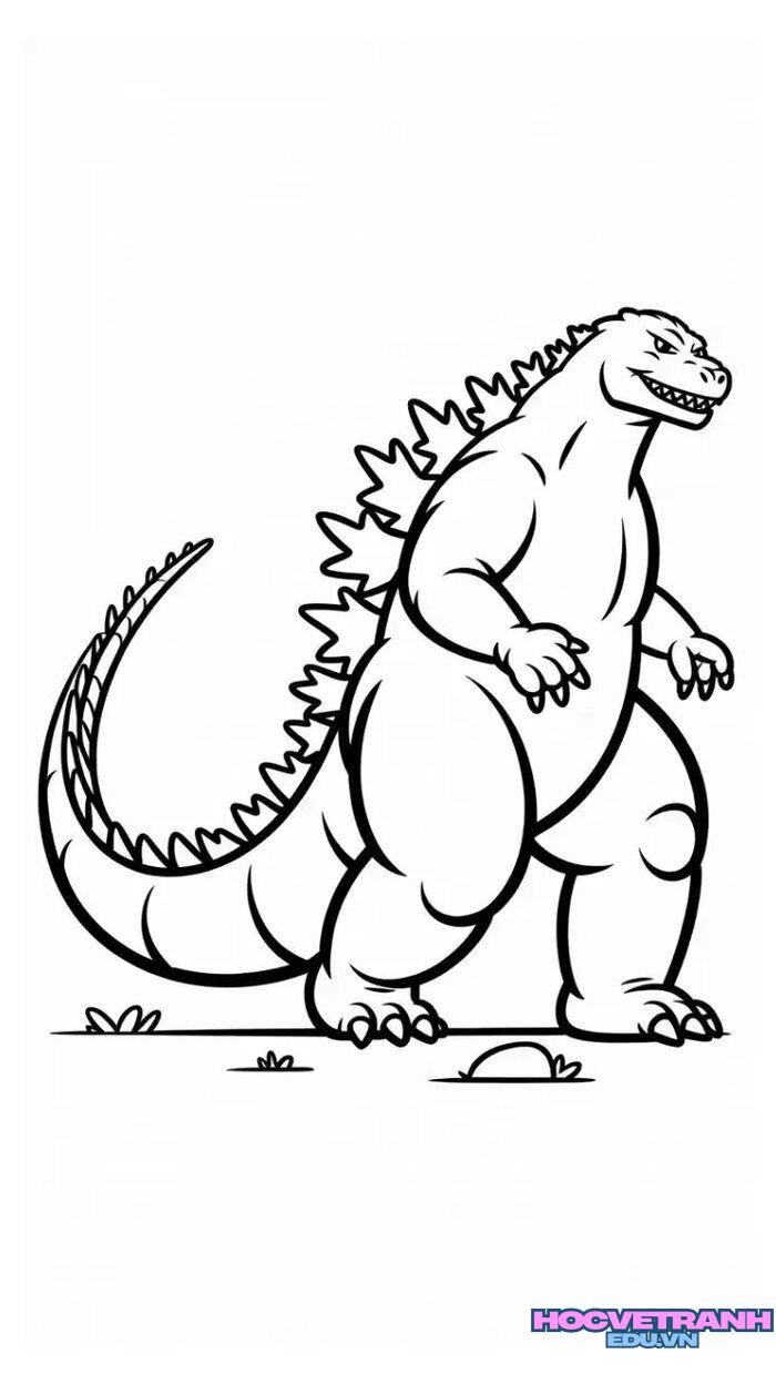 tranh tô màu godzilla chibi