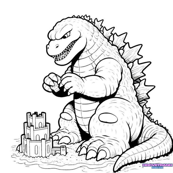 tranh tô màu godzilla chiến đấu