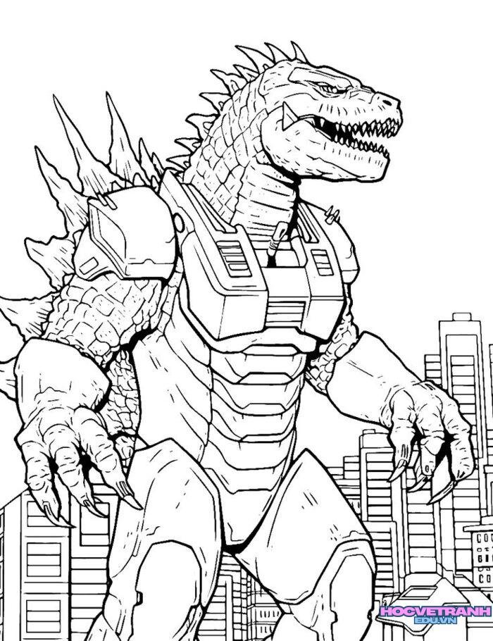 tranh tô màu godzilla cho bé tập tô