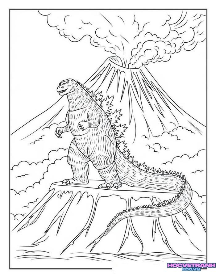 tranh tô màu godzilla cho bé