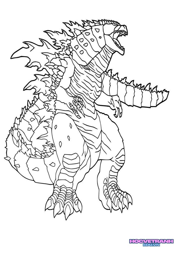 tranh tô màu godzilla dễ in