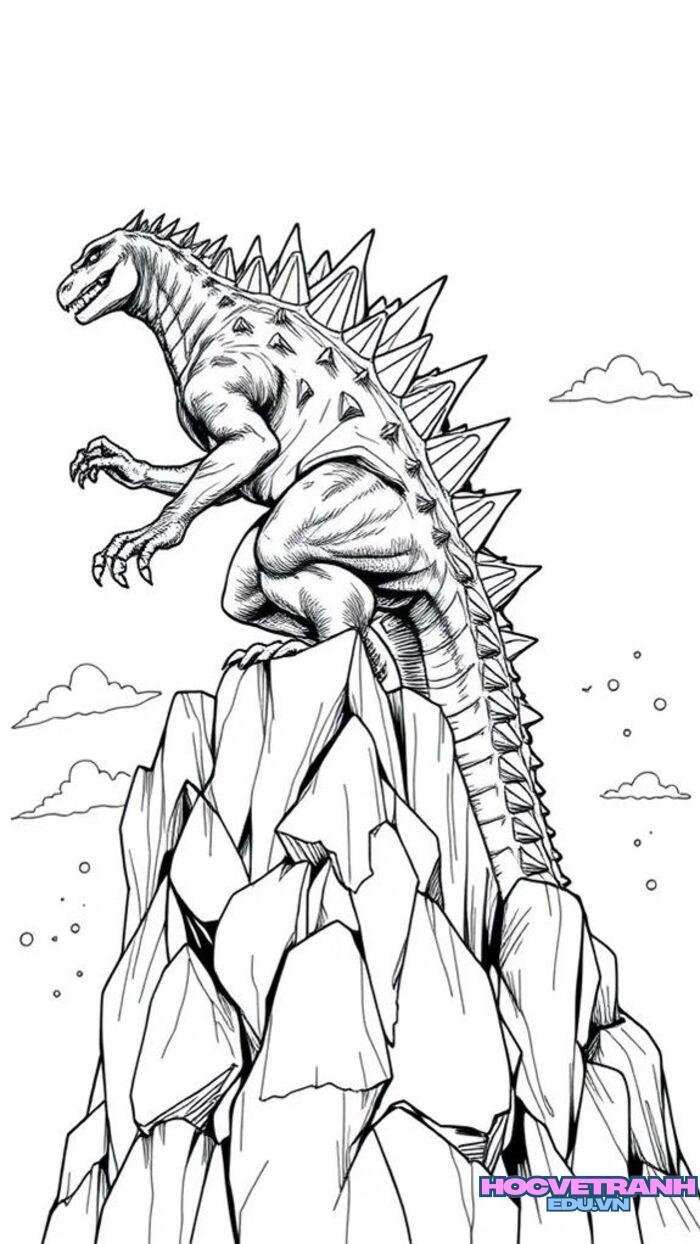tranh tô màu godzilla dễ thương