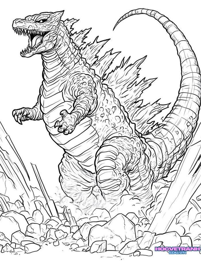 tranh tô màu godzilla đơn giản