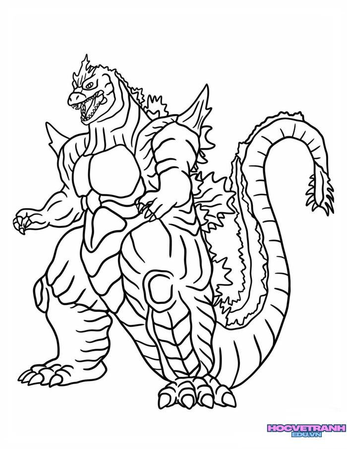tranh tô màu godzilla ít chi tiết