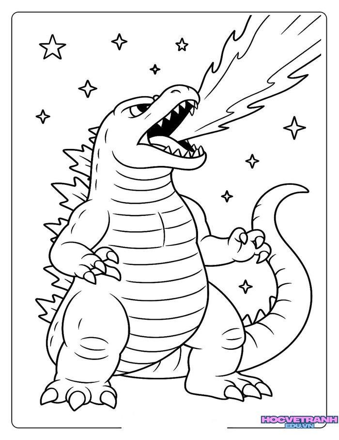 tranh tô màu godzilla mầm non