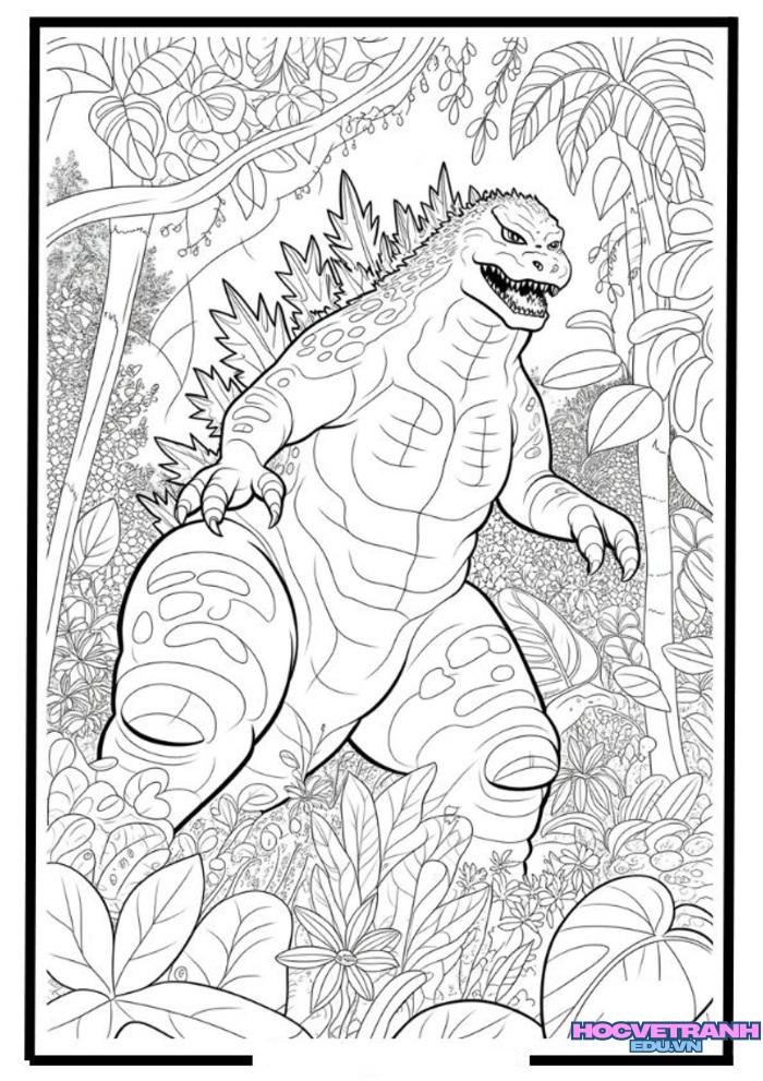 tranh tô màu godzilla mạnh mẽ