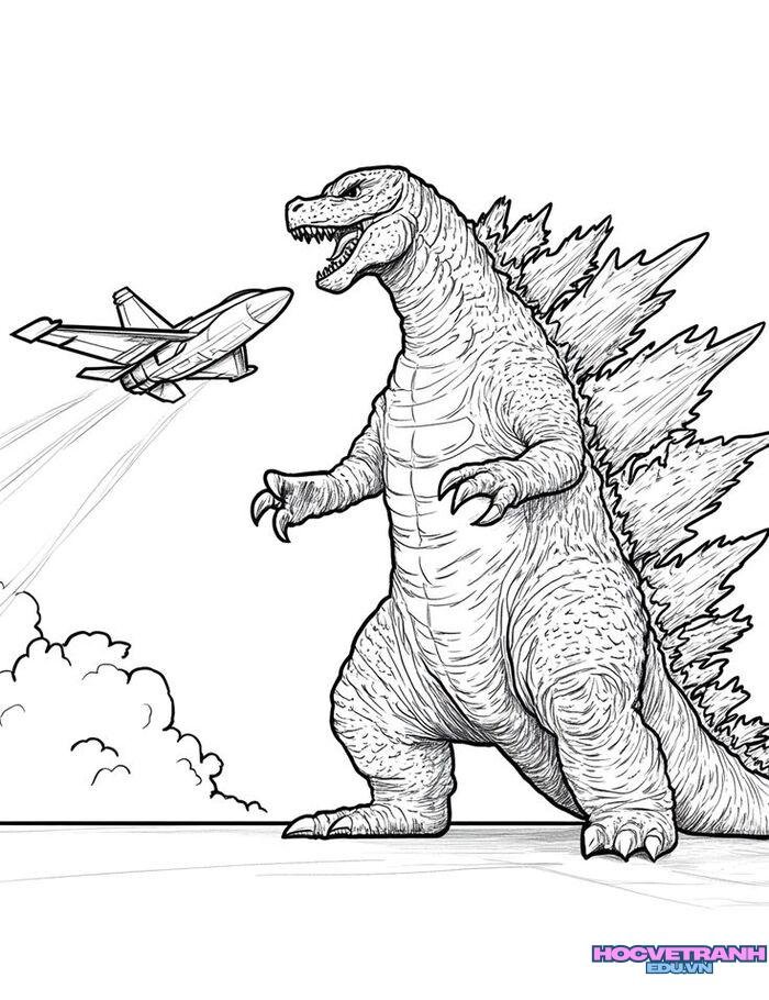 tranh tô màu godzilla ngộ nghĩnh